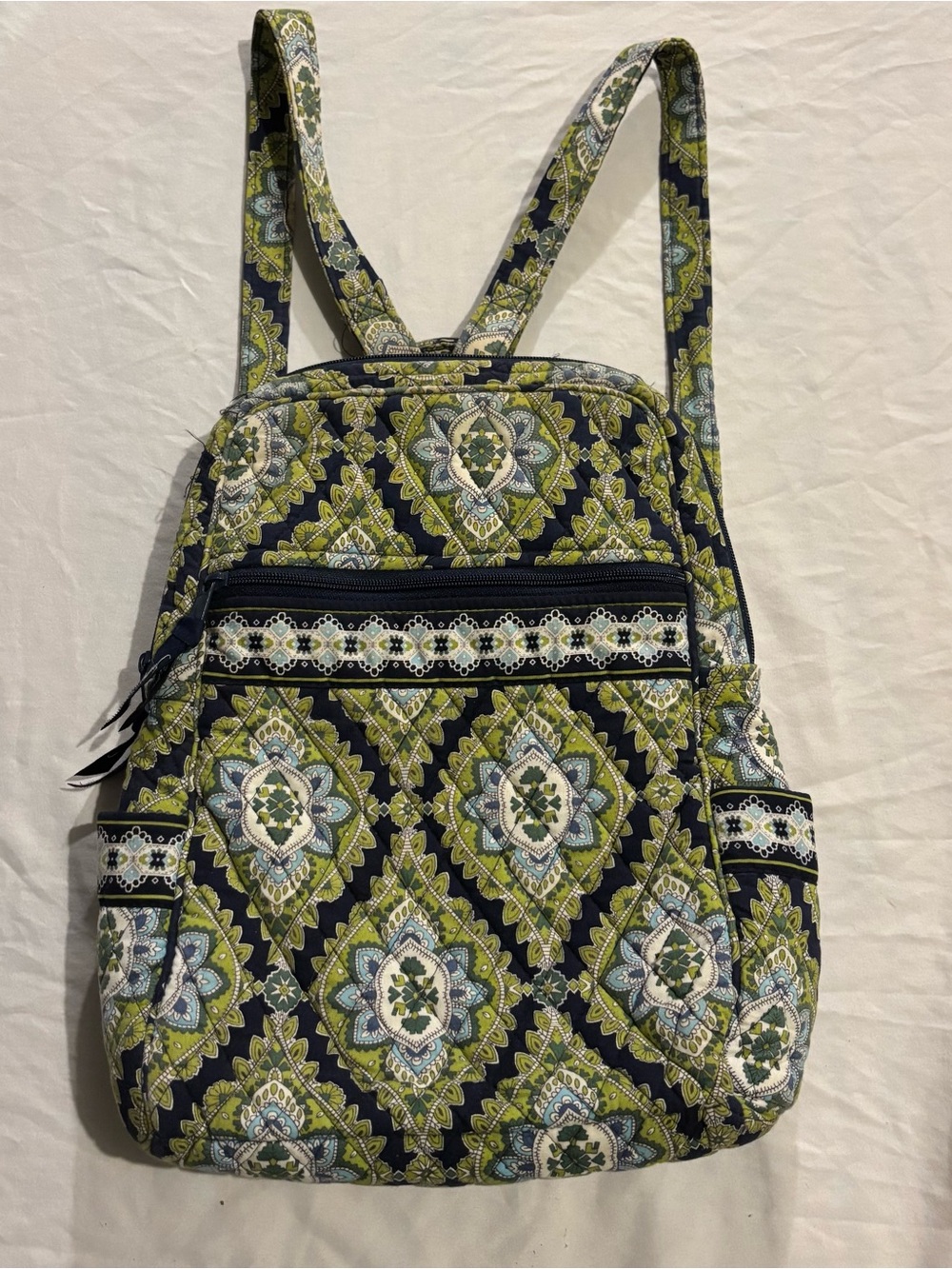 Vera Bradley Olive Green and Navy Quilted Backpack